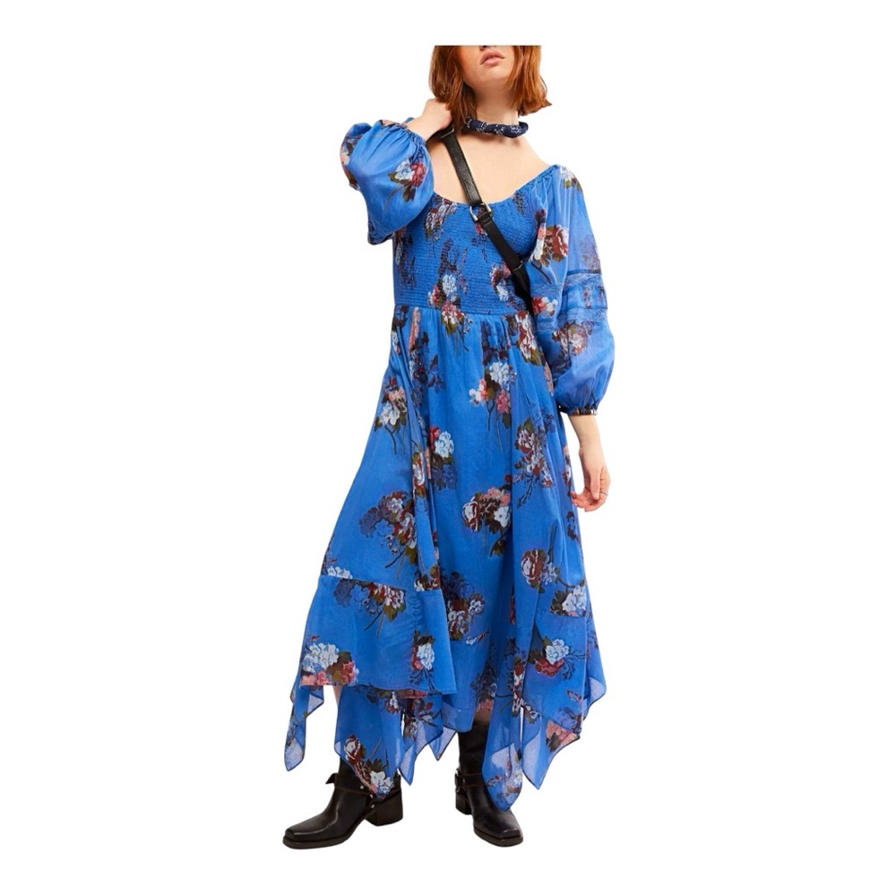 FREE PEOPLE Morning Glory Floral Smocked Long Sleeve Maxi Dress, Size S. - Picture 4 of 14